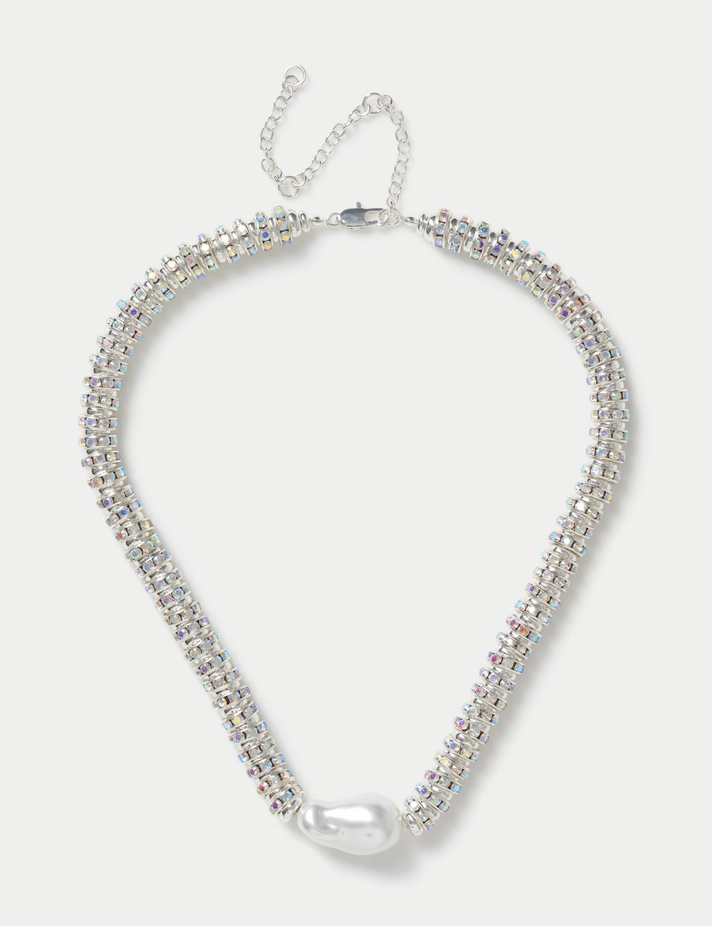 Pearl And Crystal Chain Necklace