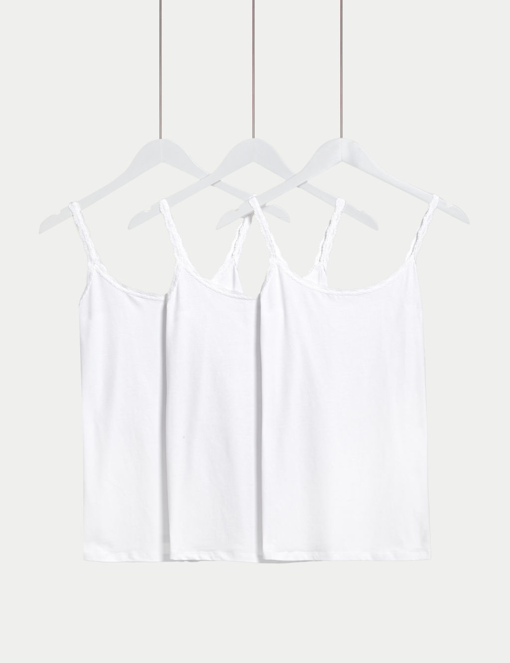 3pk Cotton Rich Lace Trim Vests