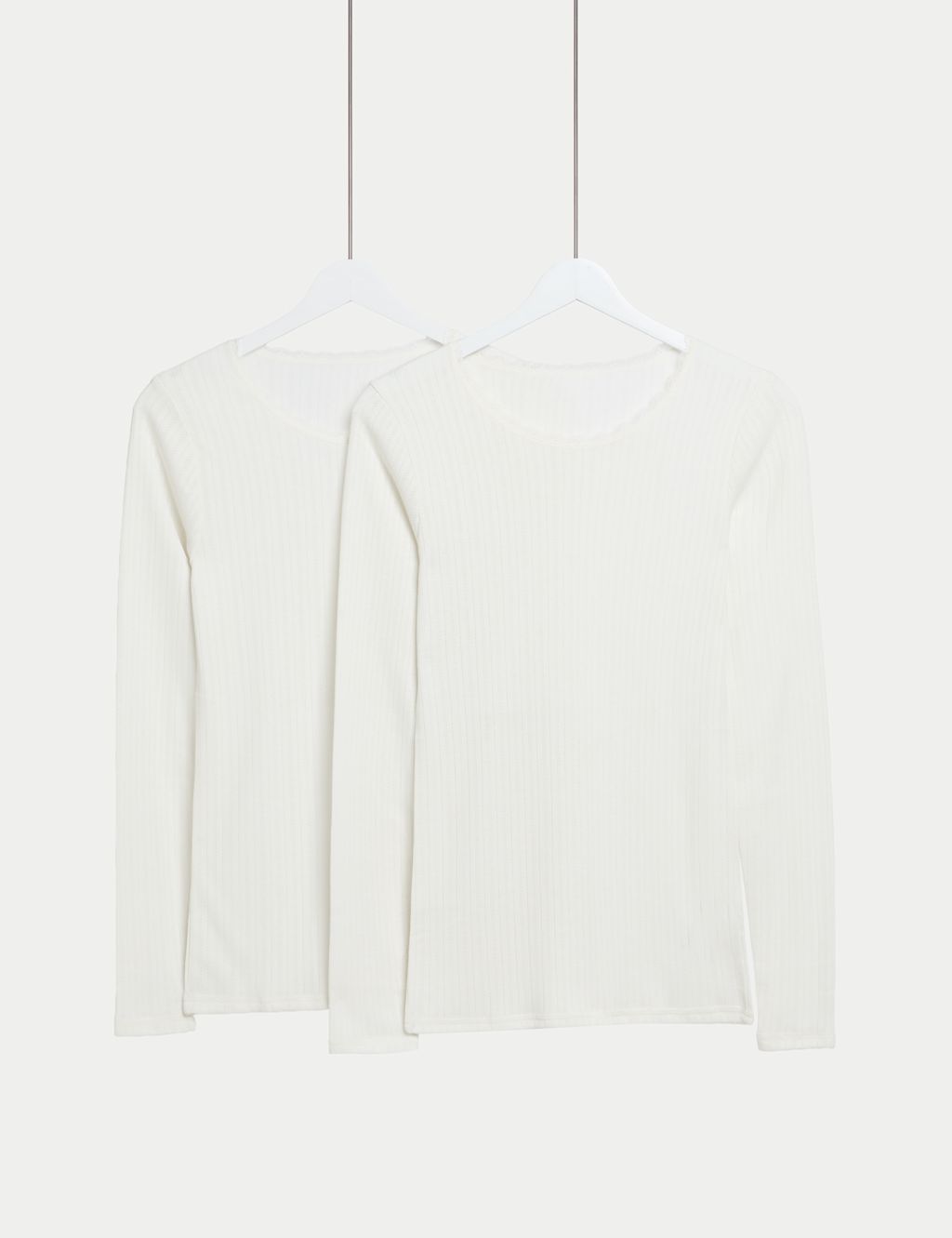 2pk Pointelle Thermal Long Sleeve Tops