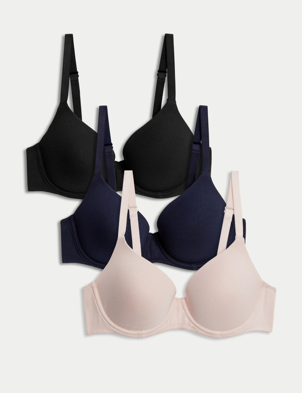 3pk Wired Full Cup T-Shirt Bras A-E