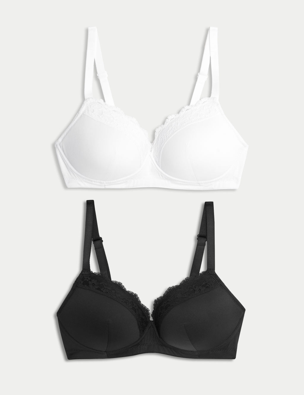 2pk Lace Trim Post Surgery Bras A-E