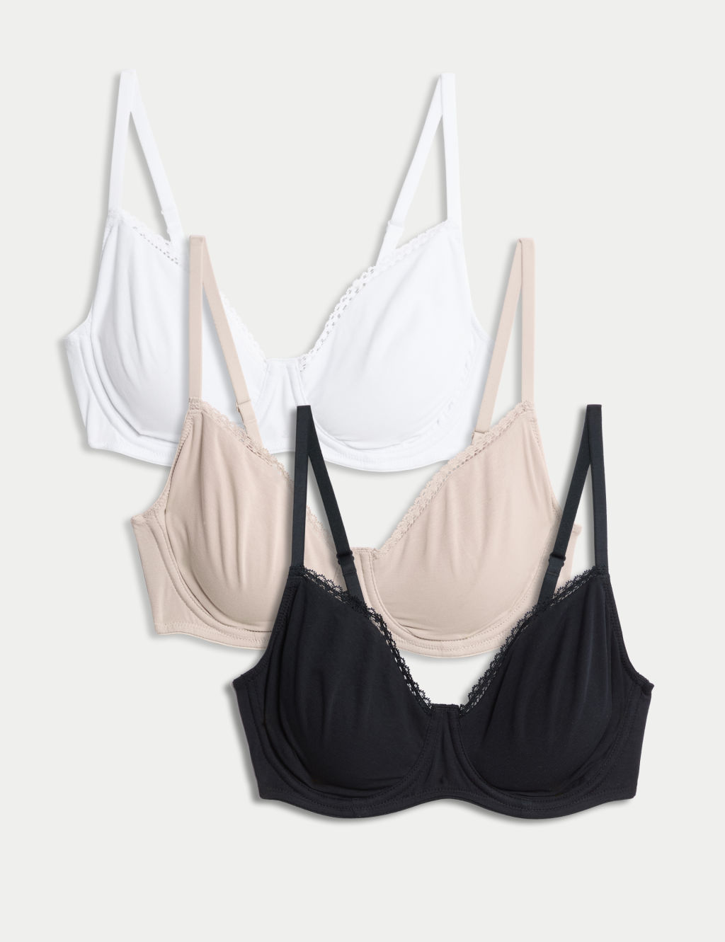 3pk Cotton Rich Wired Full Cup Bra AE M&S Collection M&S