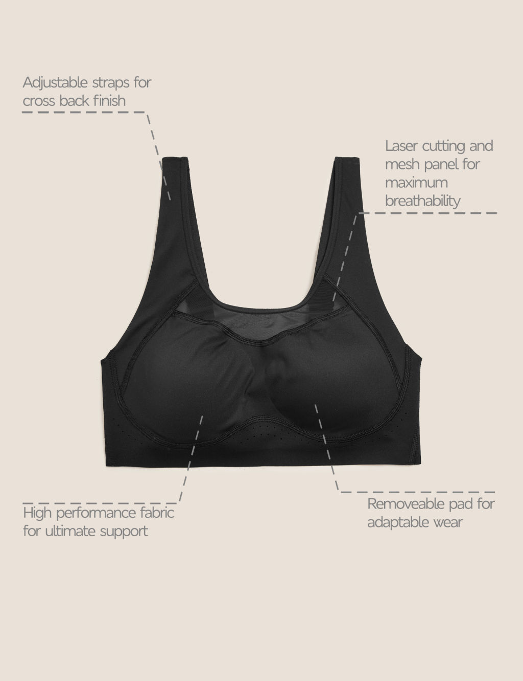 Ultimate Support Non Wired Sports Bra A-E 6 of 8