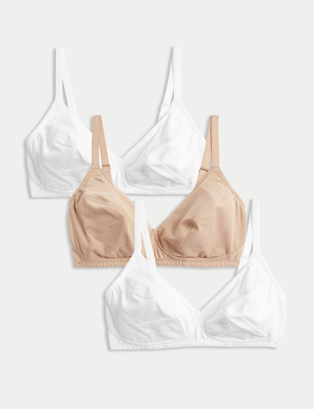 3pk Cotton Non Wired Full Cup Bras A-E 3 of 7