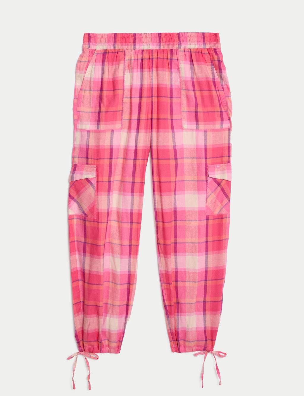 Cotton Blend Checked Cargo Pyjama Bottoms