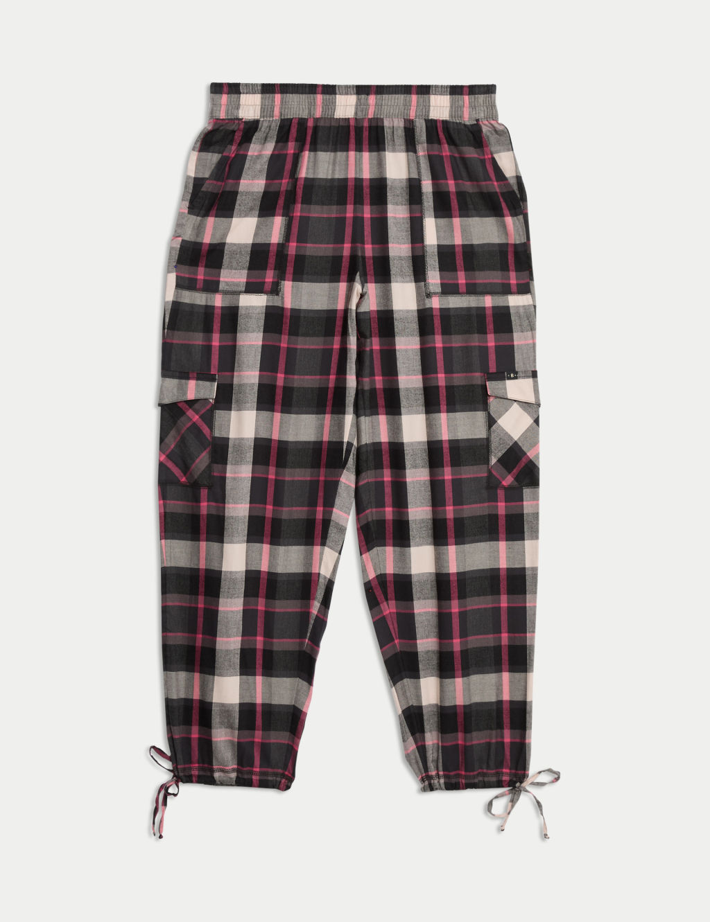 Cotton Blend Checked Cargo Pyjama Bottoms