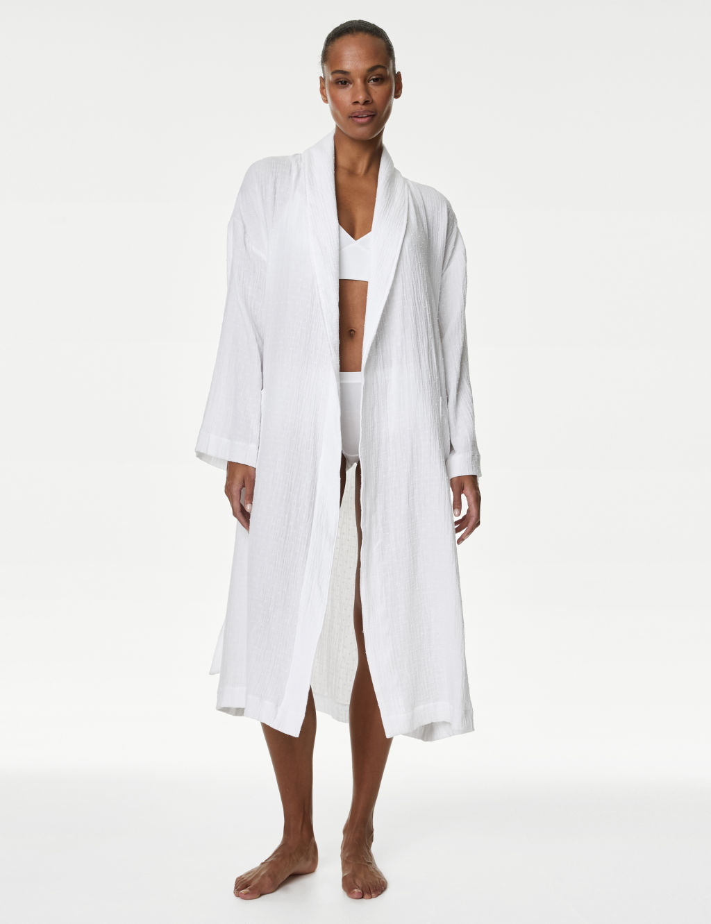 Pure Cotton Textured Dressing Gown
