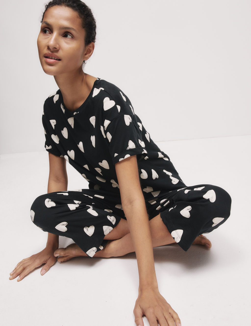 Pure Cotton Printed Cropped Pyjama Set