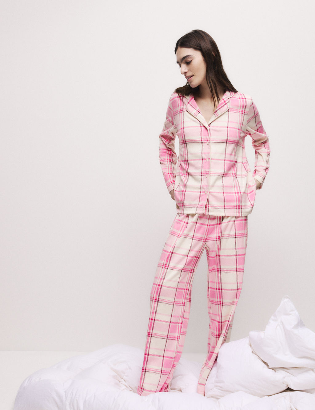 Fleece Printed Revere Pyjama Set