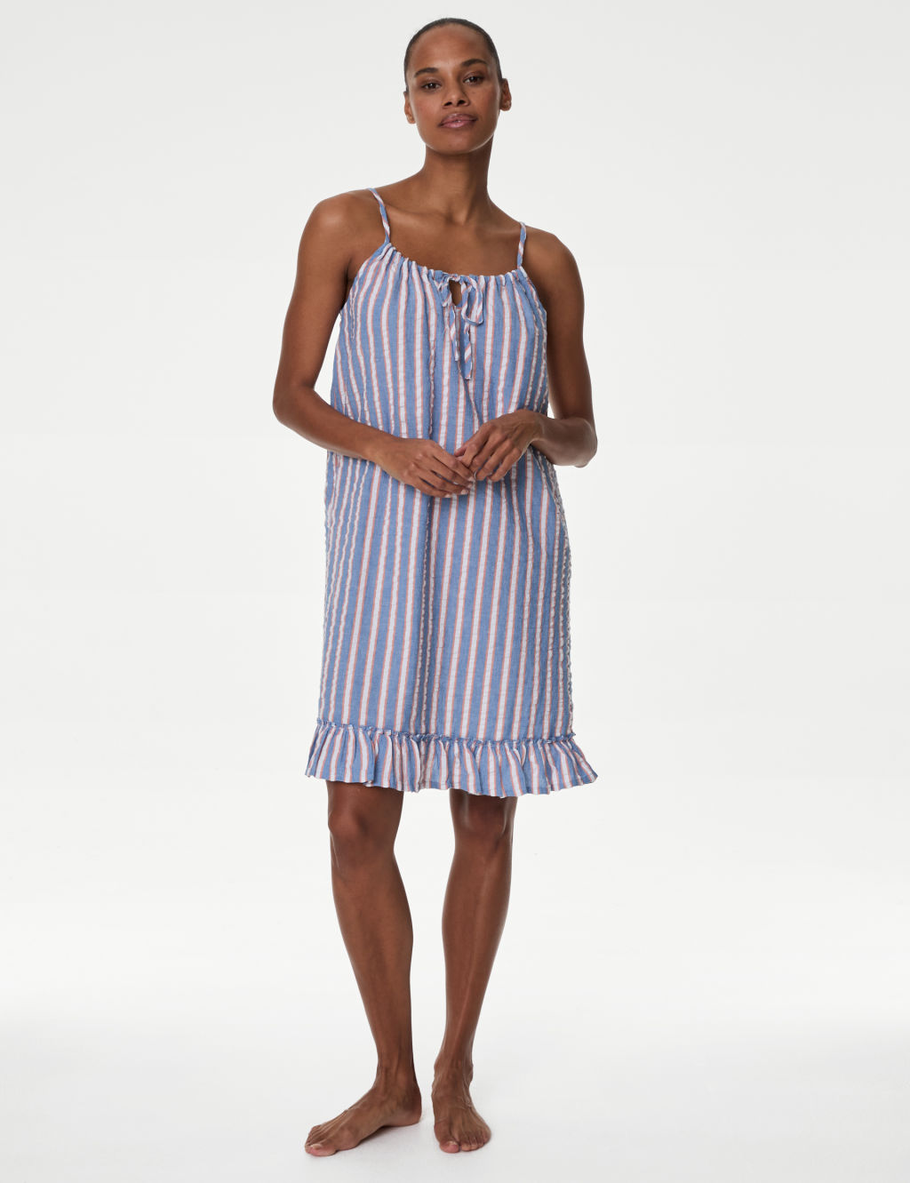 Pure Cotton Waffle Striped Chemise