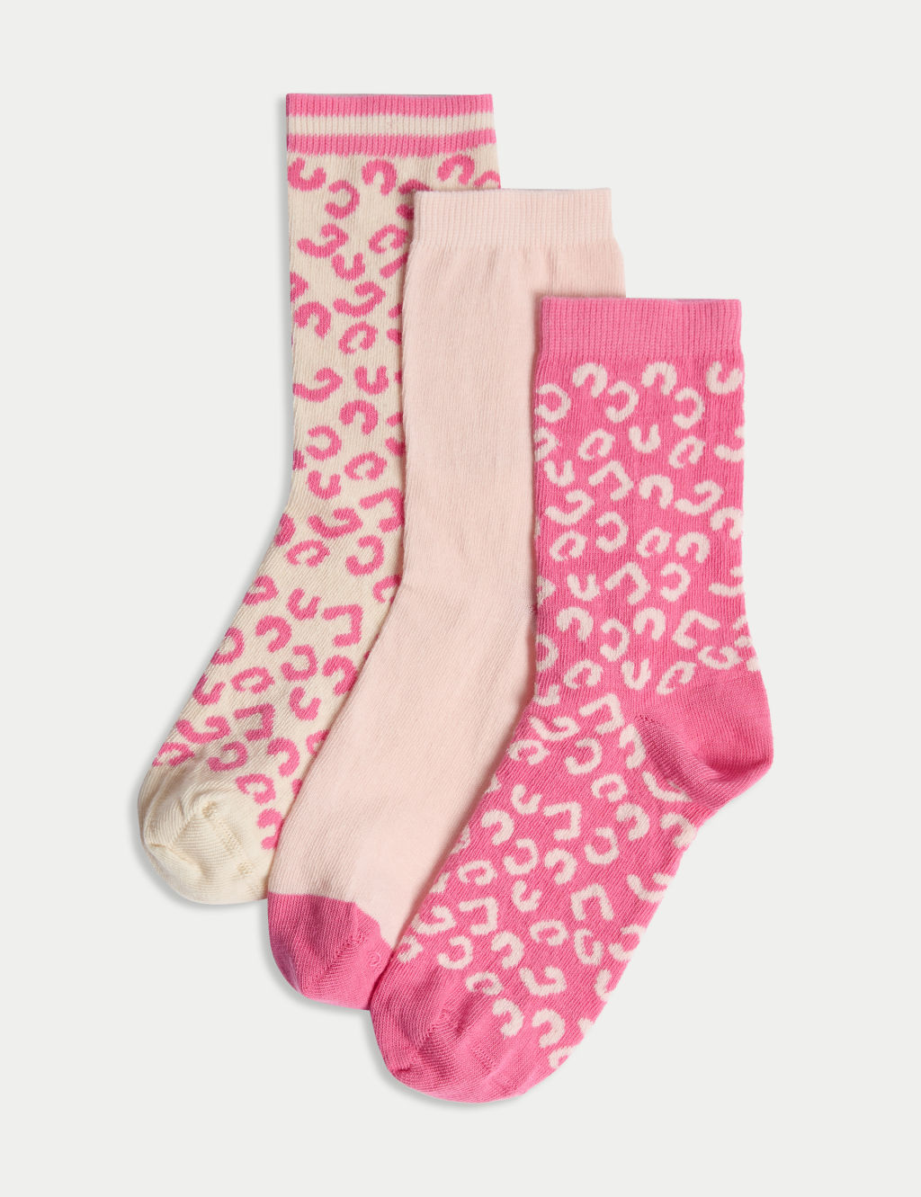 3pk Cotton Rich Animal Print Ankle High Socks