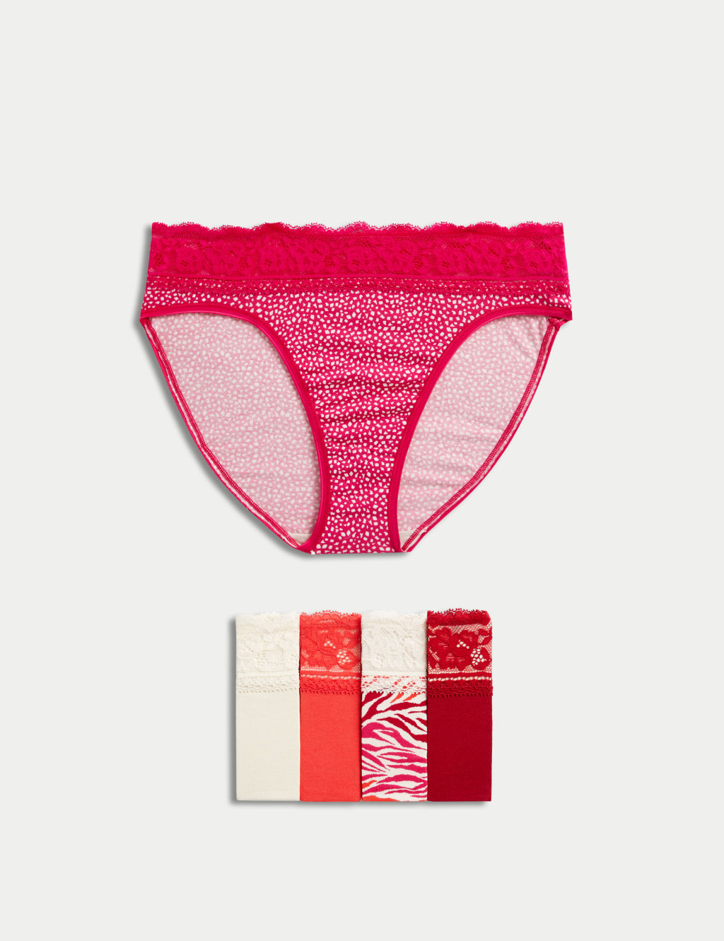 5pk Cotton Rich Printed High Leg Knickers