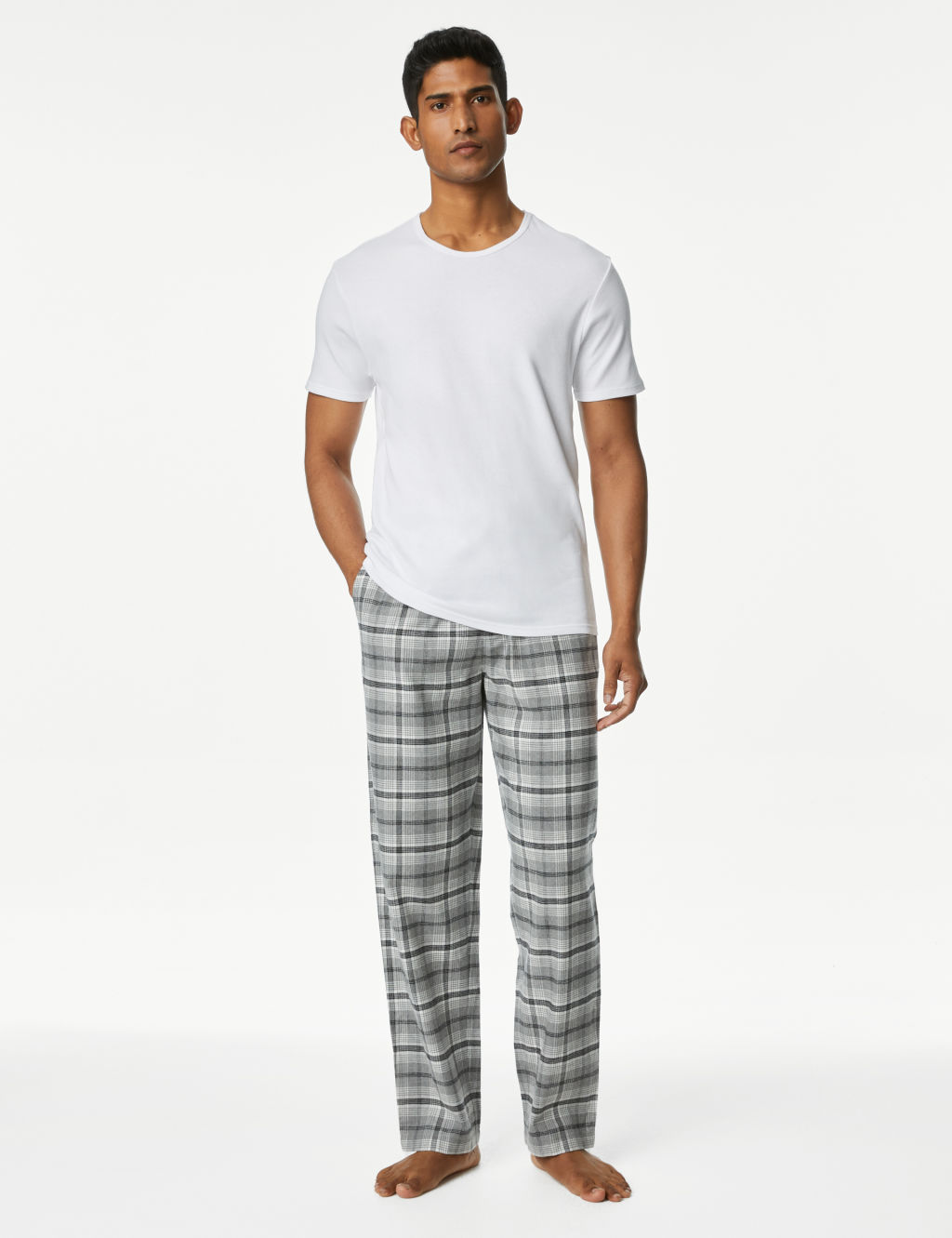 Pure Cotton Checked Loungewear Bottoms 4 of 5