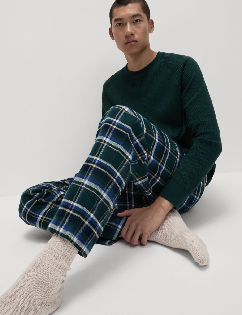 Pure Cotton Checked Loungewear Bottoms