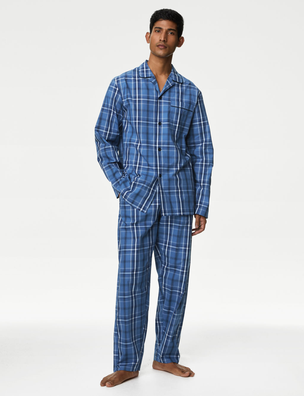 Pure Cotton Checked Pyjama Set 3 of 6