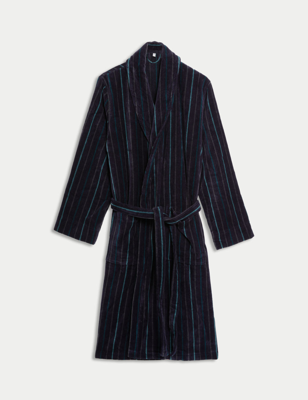 Pure Cotton Velour Striped Dressing Gown