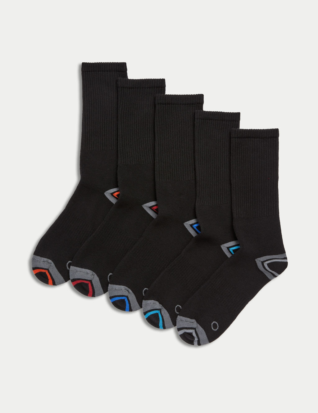 5pk Cotton Rich Cushioned Sports Socks