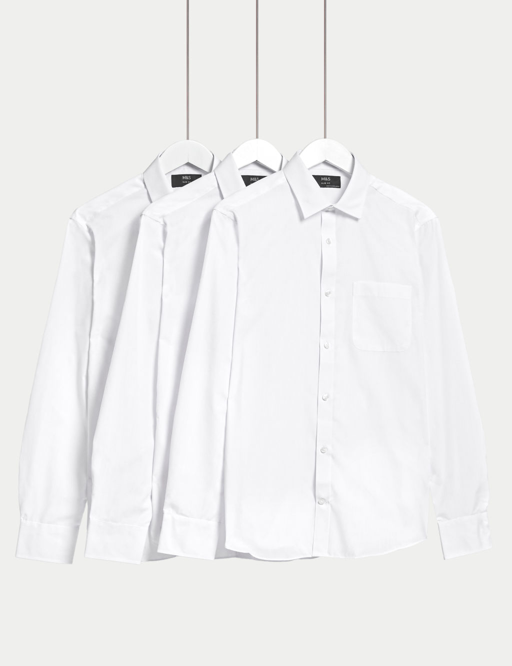 Shorter Length 3pk Slim Fit Easy Iron Long Sleeve Shirts