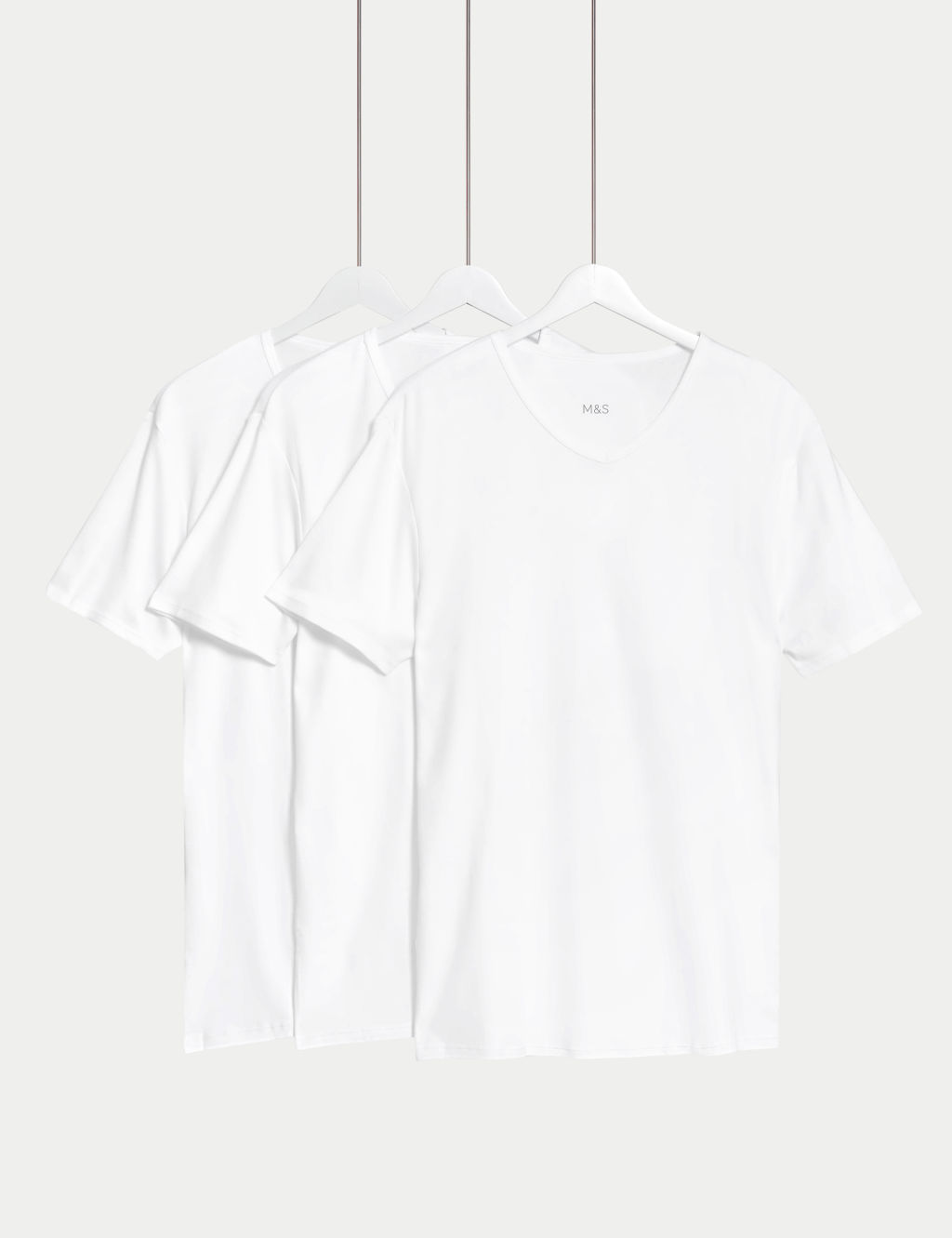 3pk Essential Cotton V-Neck T-Shirt Vests 3 of 4