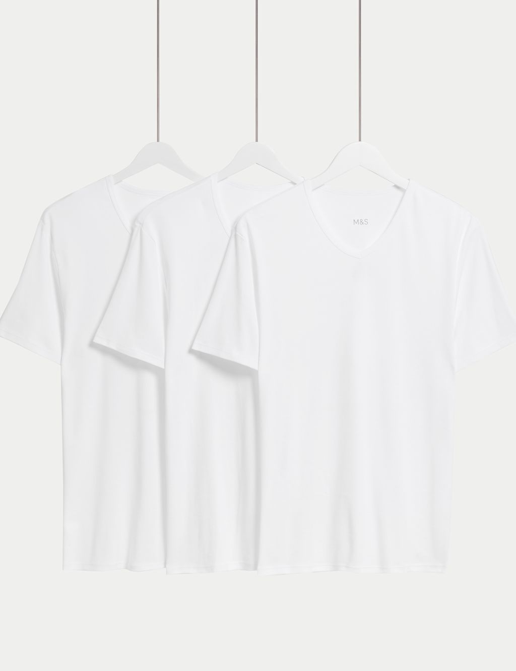 3pk Essential Cotton V-Neck T-Shirt Vests 3 of 4