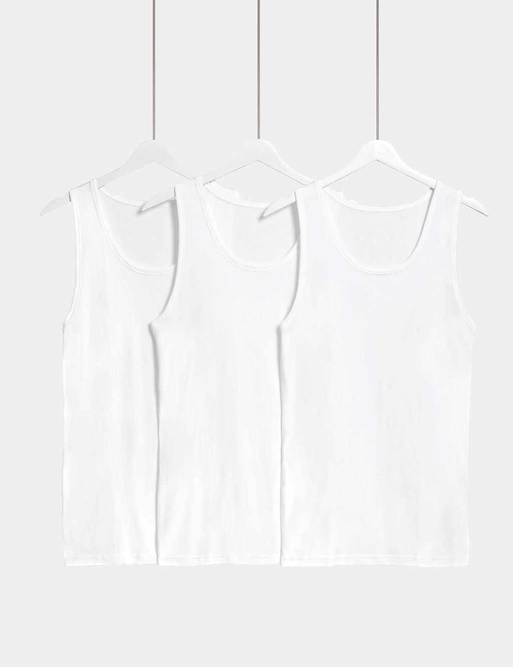 3pk Pure Cotton Sleeveless Vests