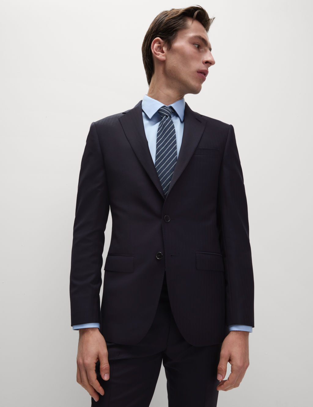 Slim Fit Pure Wool Herringbone Suit Jacket