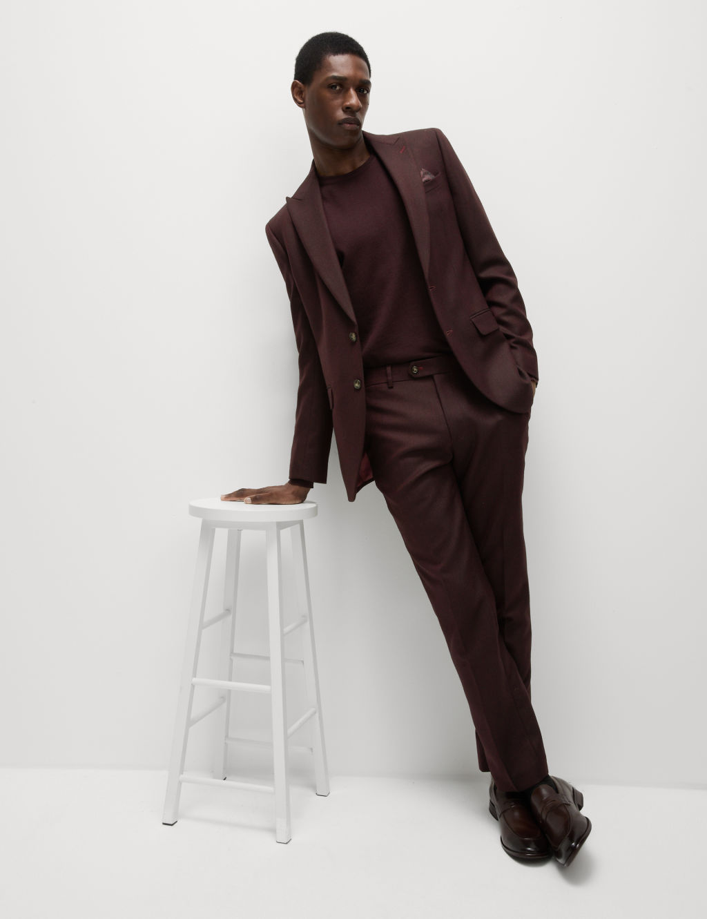 Slim Fit Wool Blend Herringbone Suit Jacket