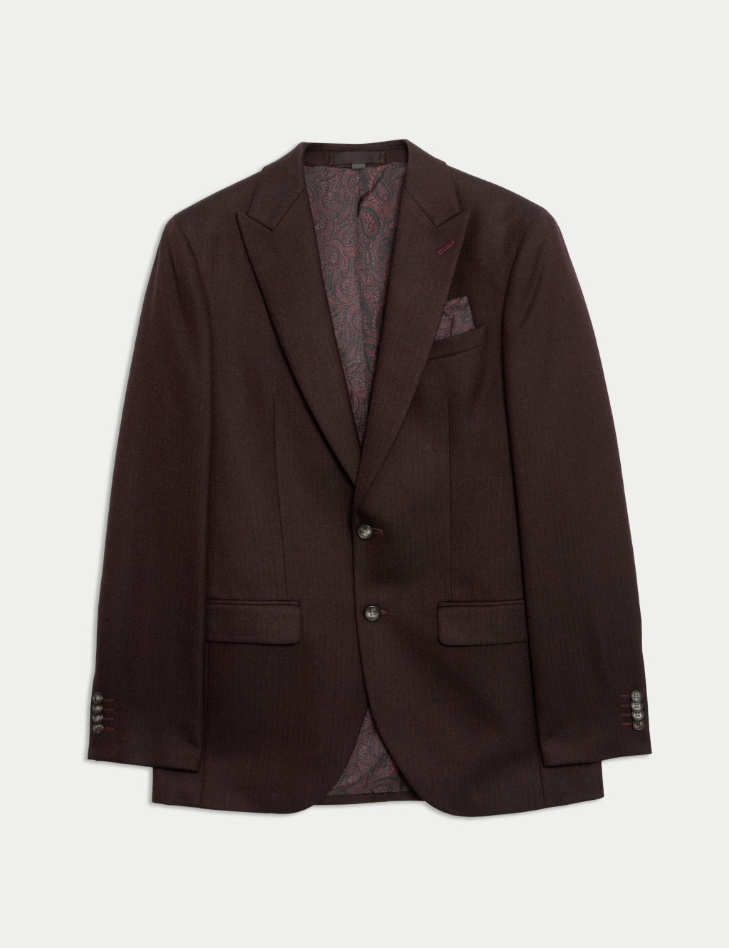 Slim Fit Wool Blend Herringbone Suit Jacket