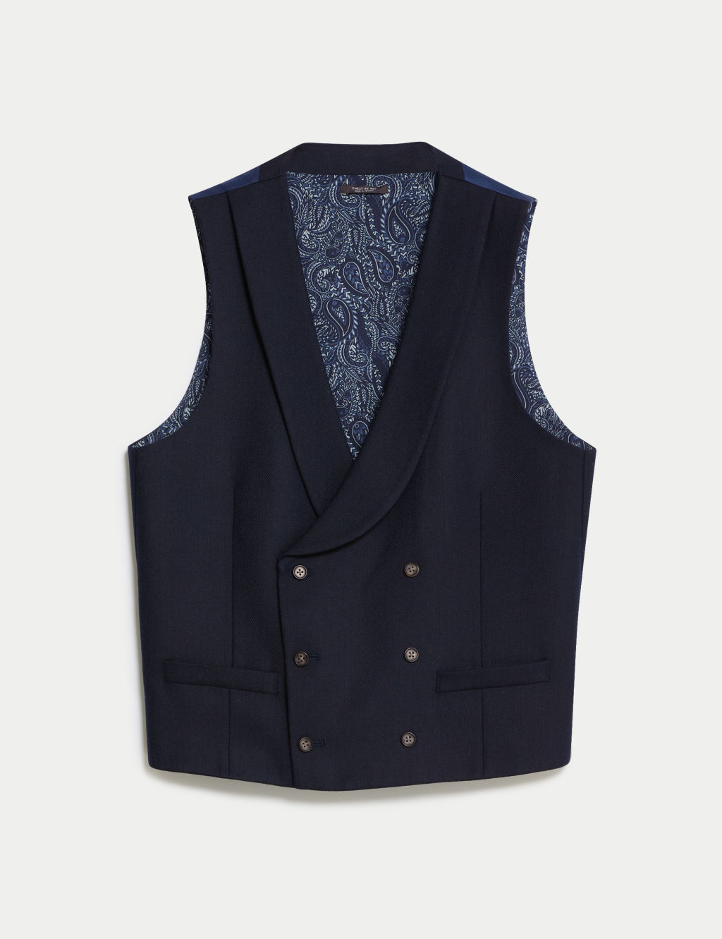 Slim Fit Wool Blend Herringbone Waistcoat