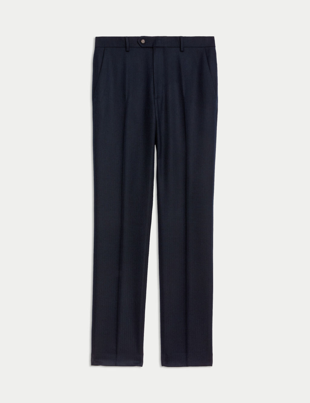 Slim Fit Wool Blend Herringbone Trousers