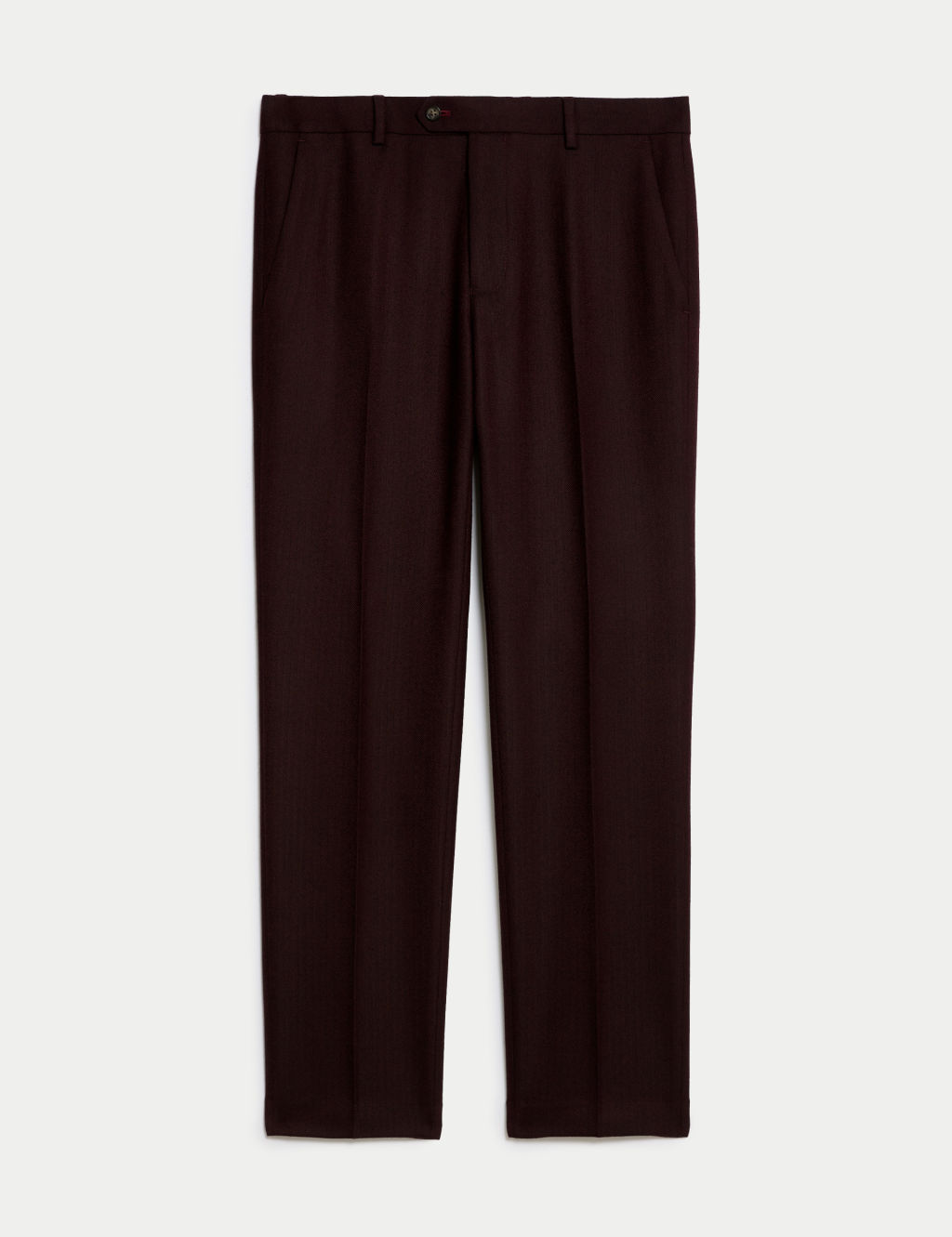 Slim Fit Wool Blend Herringbone Trousers