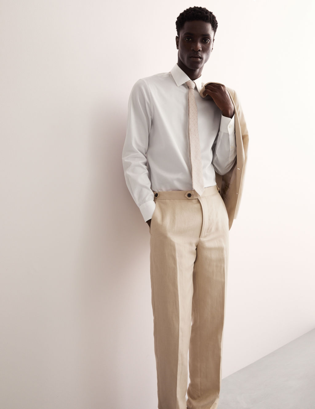 Tailored Fit Silk Linen Blend Trousers