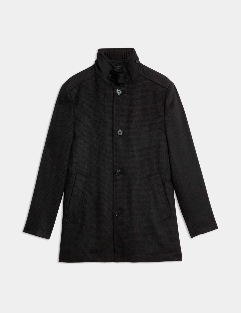 Wool Blend Double Collar Padded Jacket