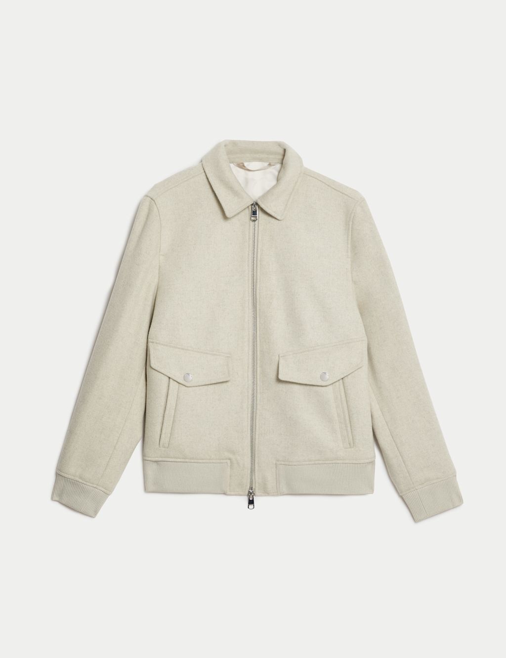 Wool Blend Harrington Bomber Jacket