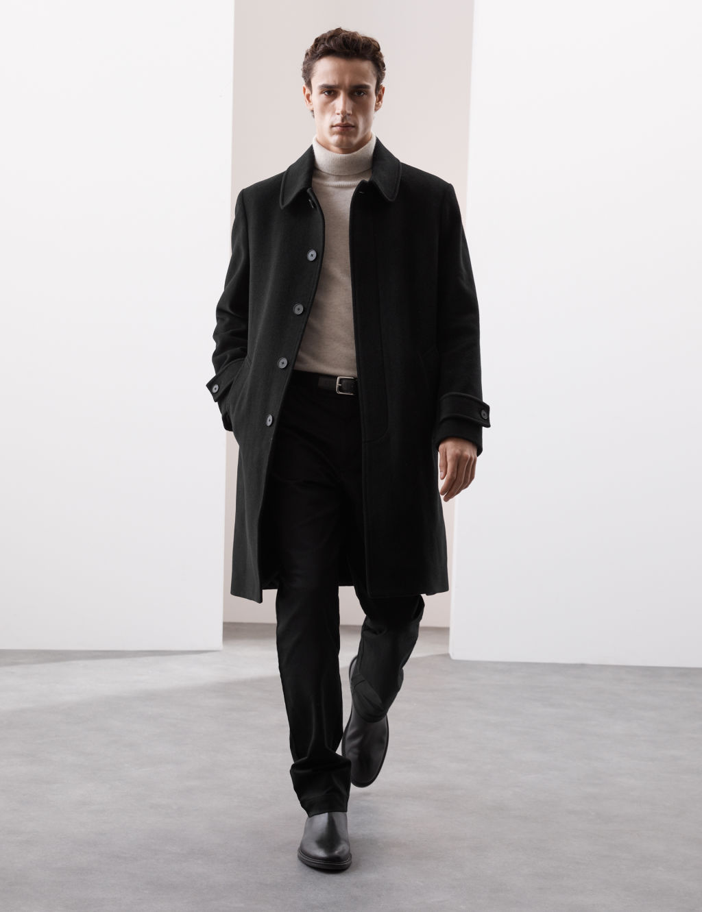 Wool Rich Collar Coat with Cashmere