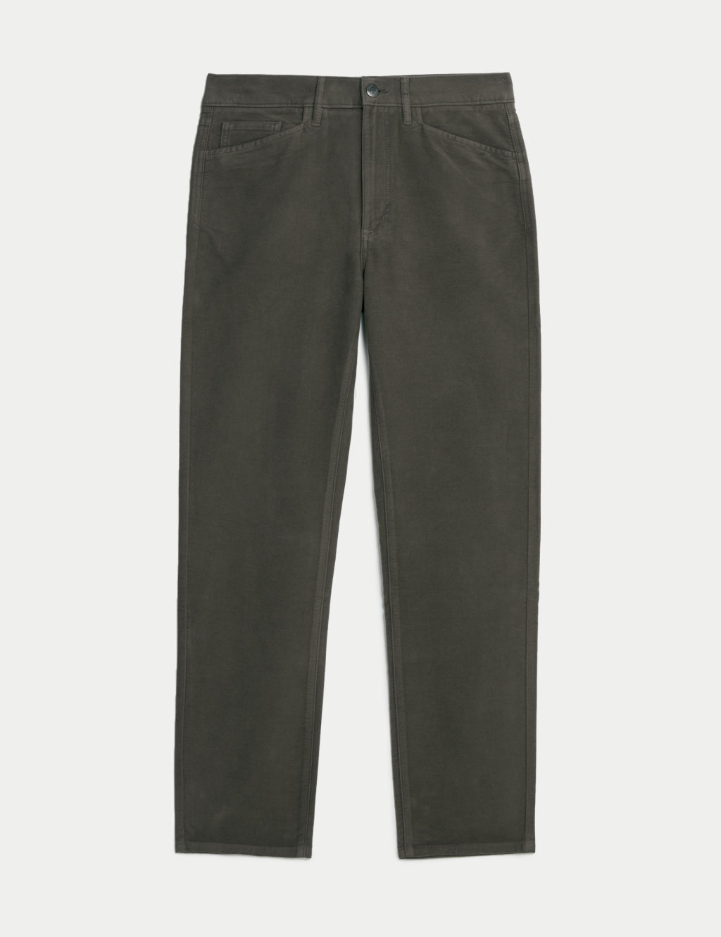 Straight Fit Italian Moleskin 5 Pocket Trousers 1 of 6