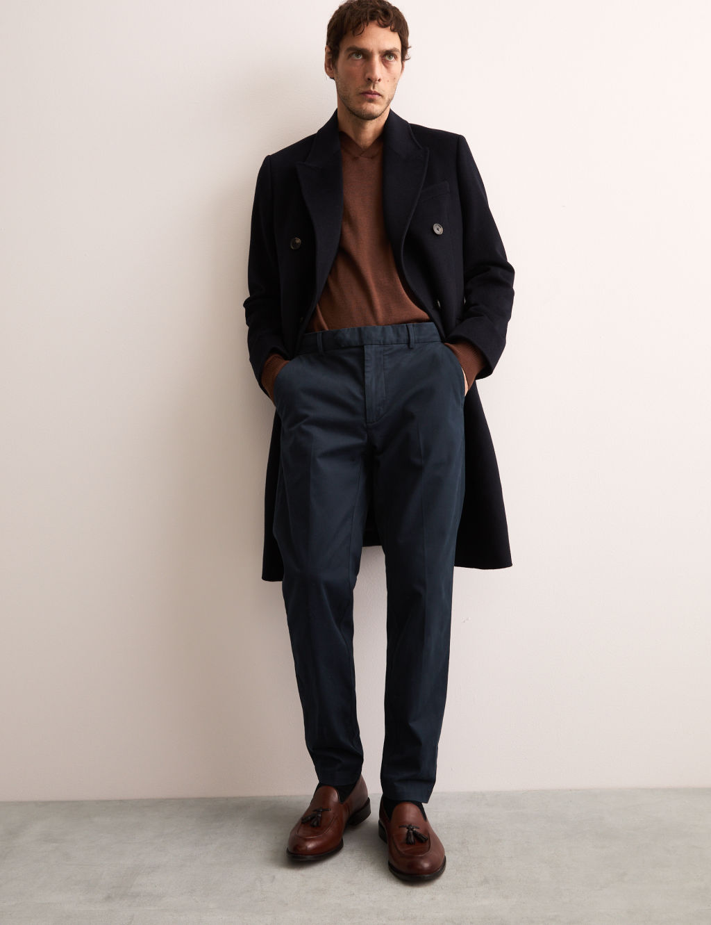 Tapered Fit Italian Flat Front Chinos