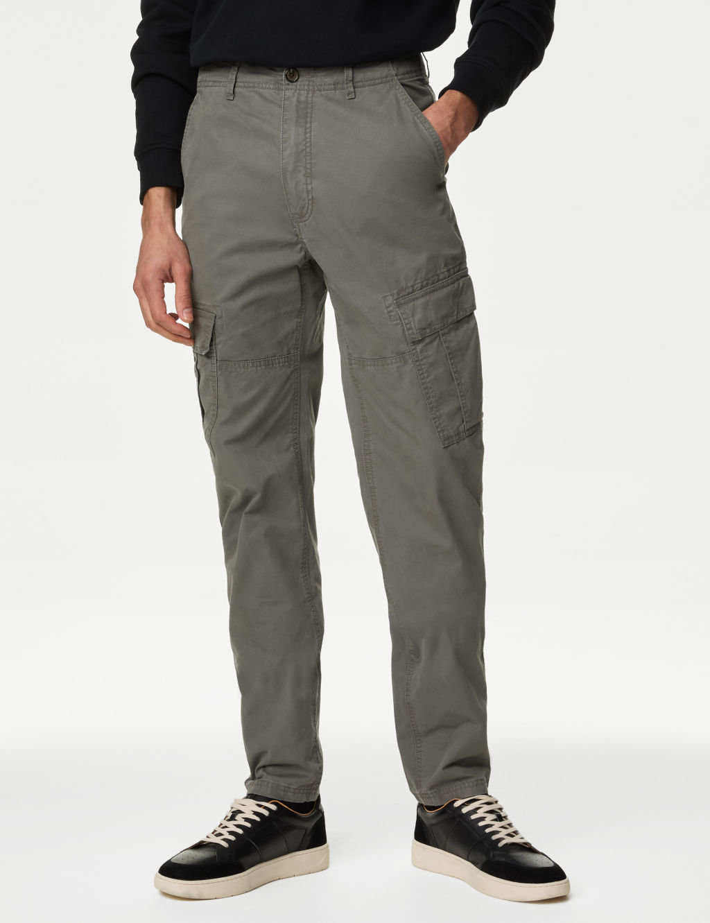 Tapered Fit Pure Cotton Lightweight Cargo Trousers