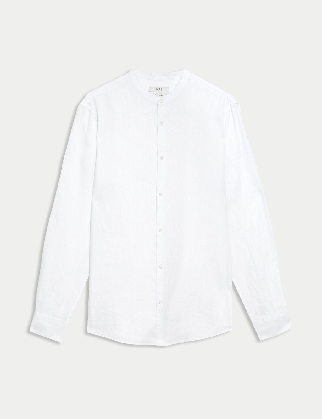 Pure Linen Grandad Collar Shirt