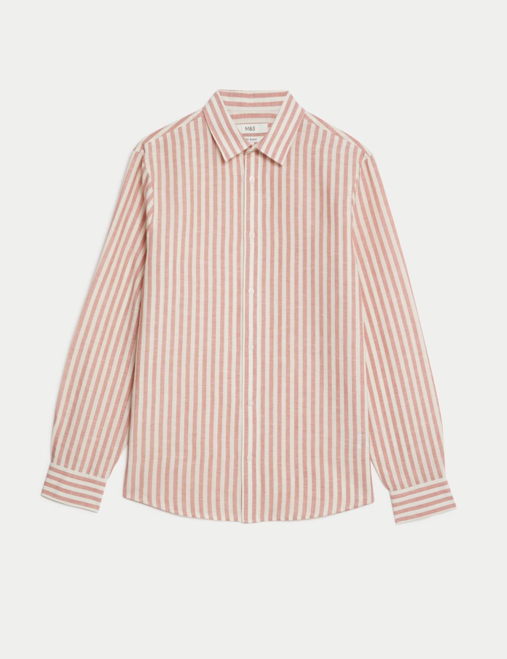 Easy Iron Cotton Linen Blend Striped Shirt 1 of 5