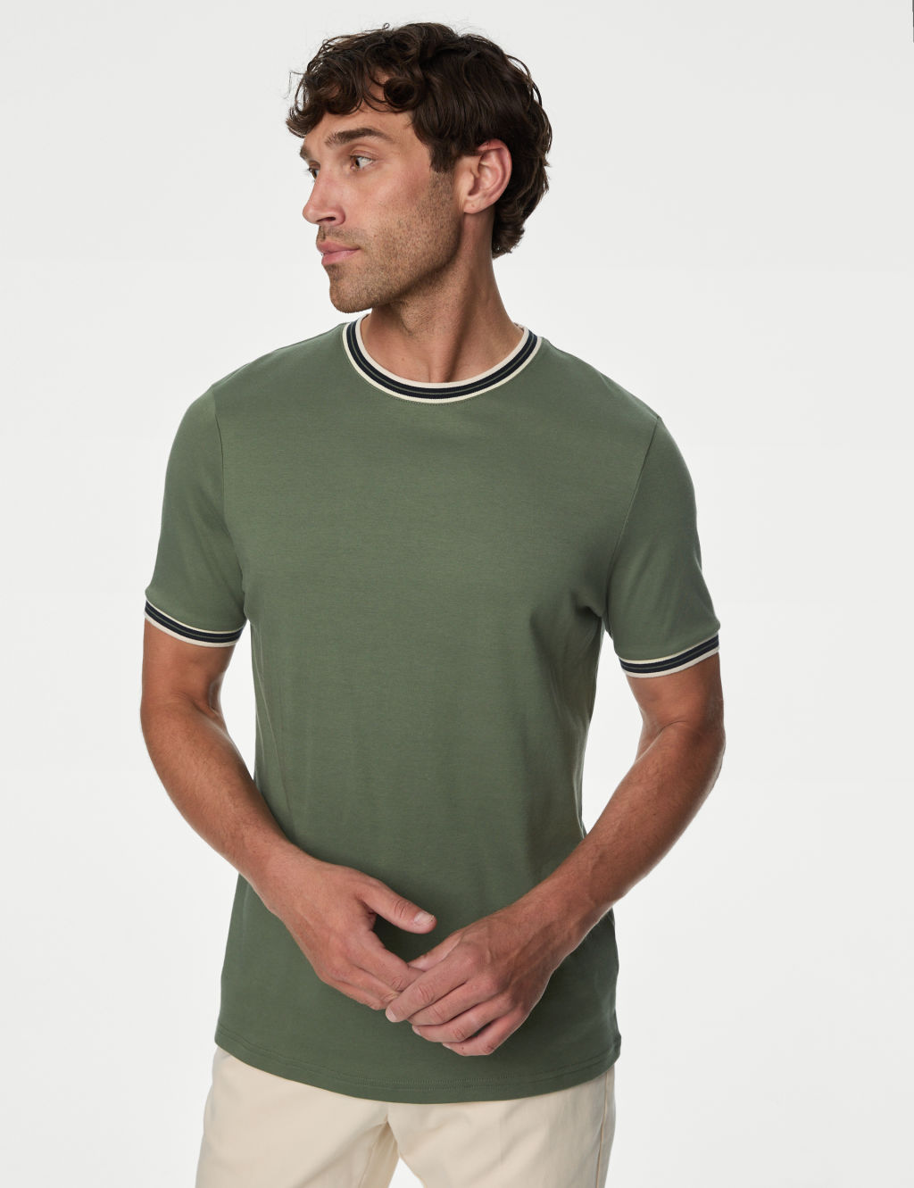 Pure Cotton Tipped T-Shirt