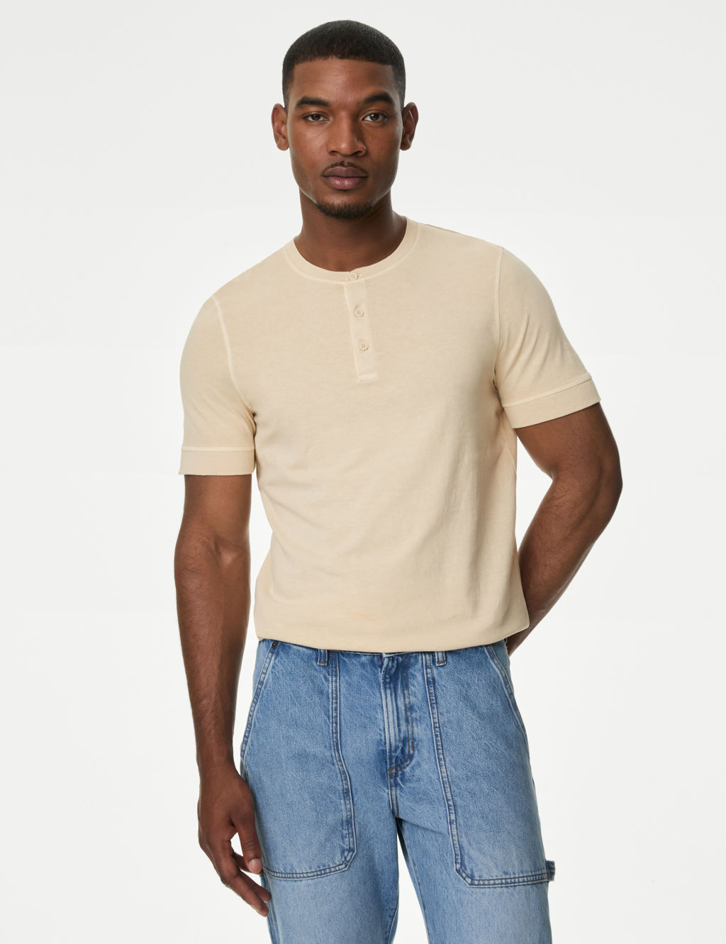 Pure Cotton Henley T-Shirt 3 of 5