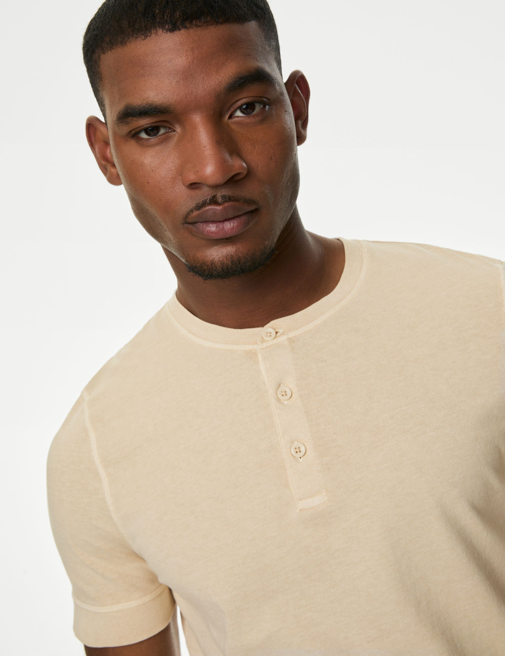 Pure Cotton Henley T-Shirt 2 of 5