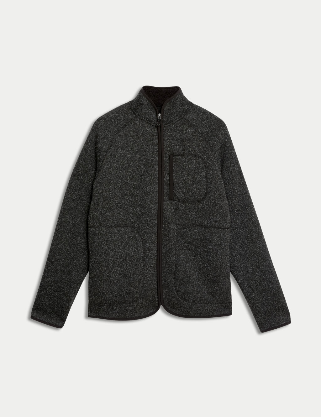 Fleece Lined Knitted Zip Up Jacket