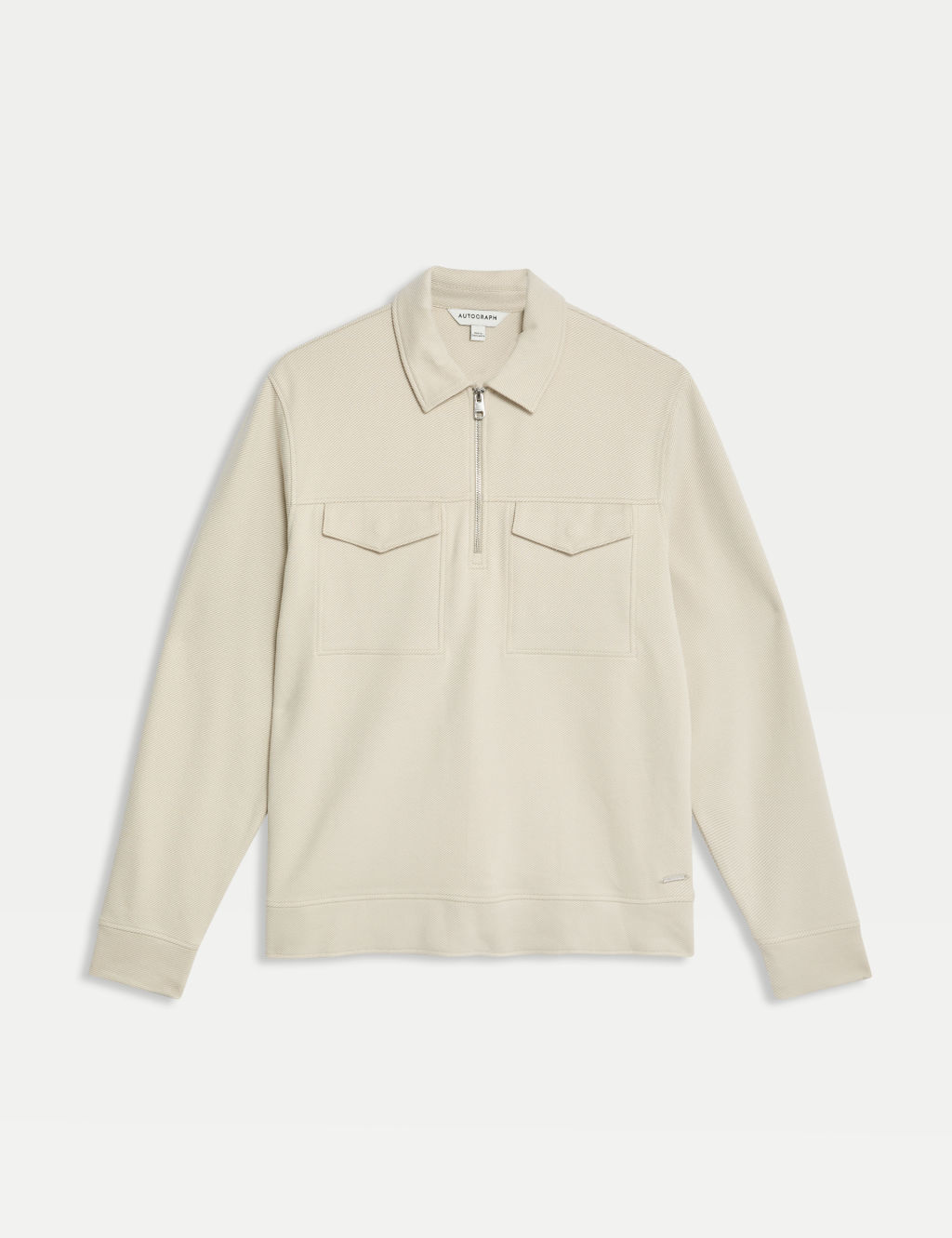 Cotton Rich Textured Half Zip Sweatshirt