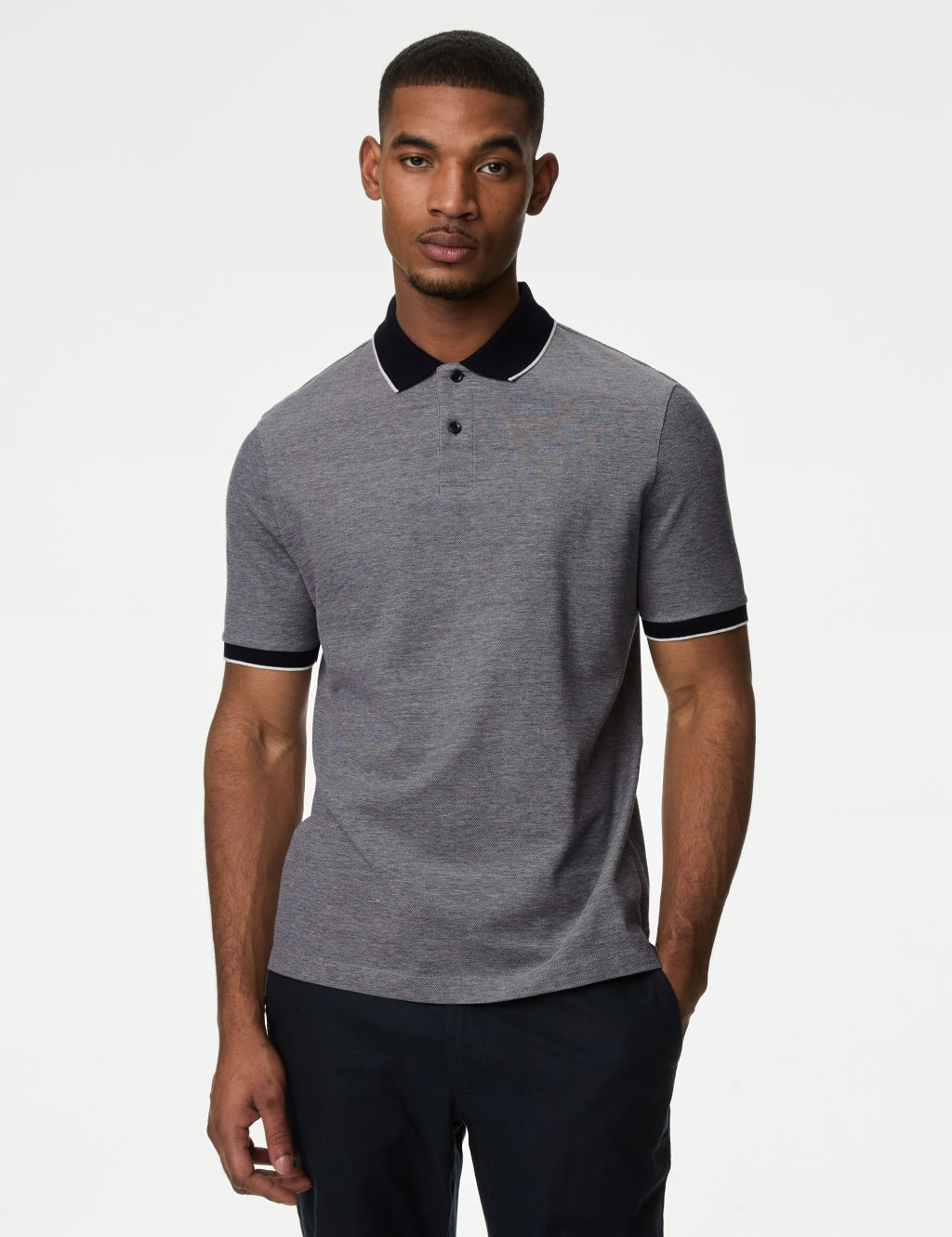 Pure Cotton Tipped Pique Shirt