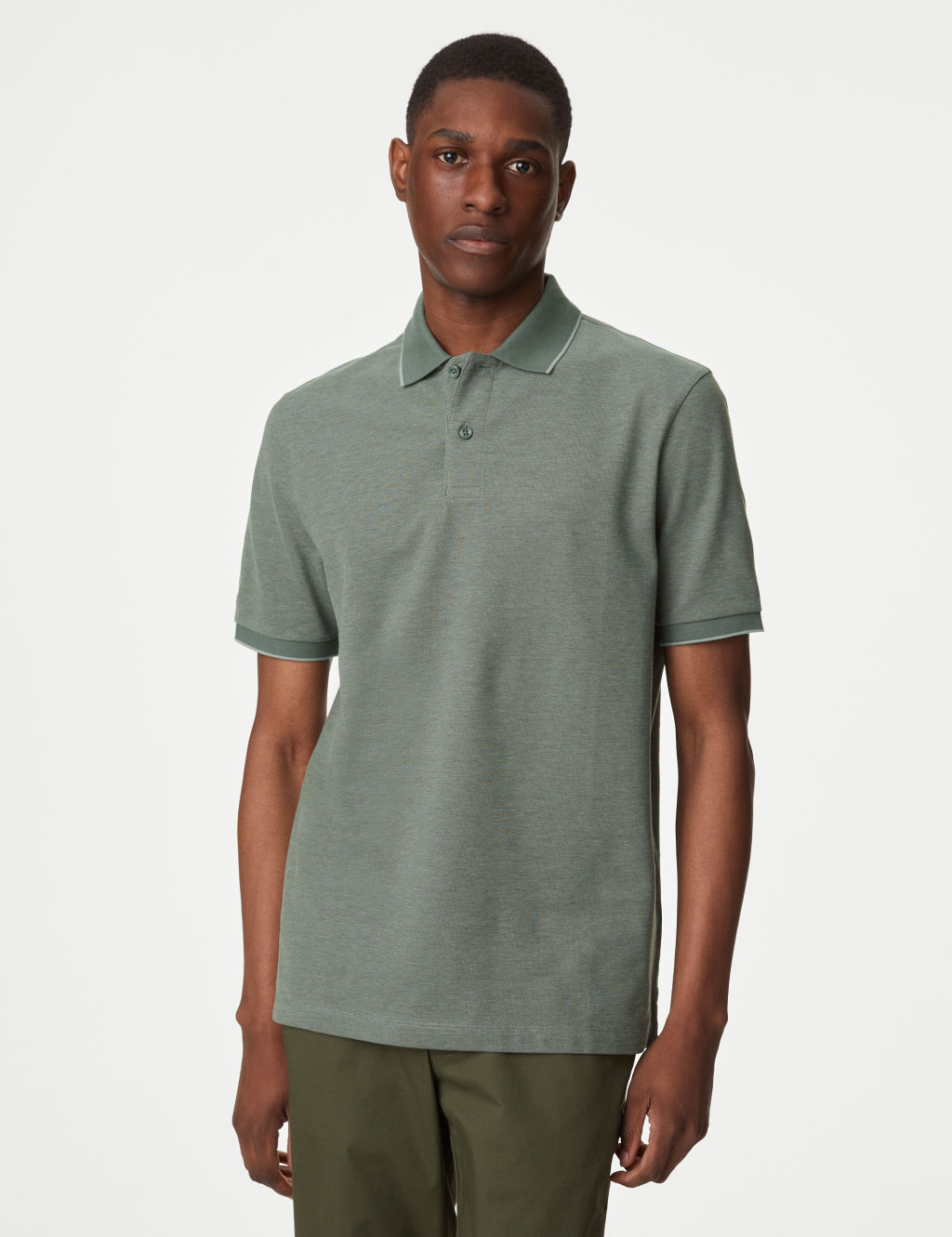 Pure Cotton Tipped Pique Shirt