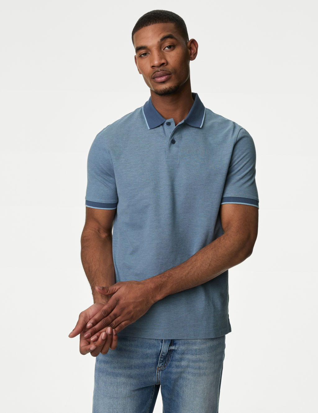 Pure Cotton Tipped Pique Shirt 3 of 5