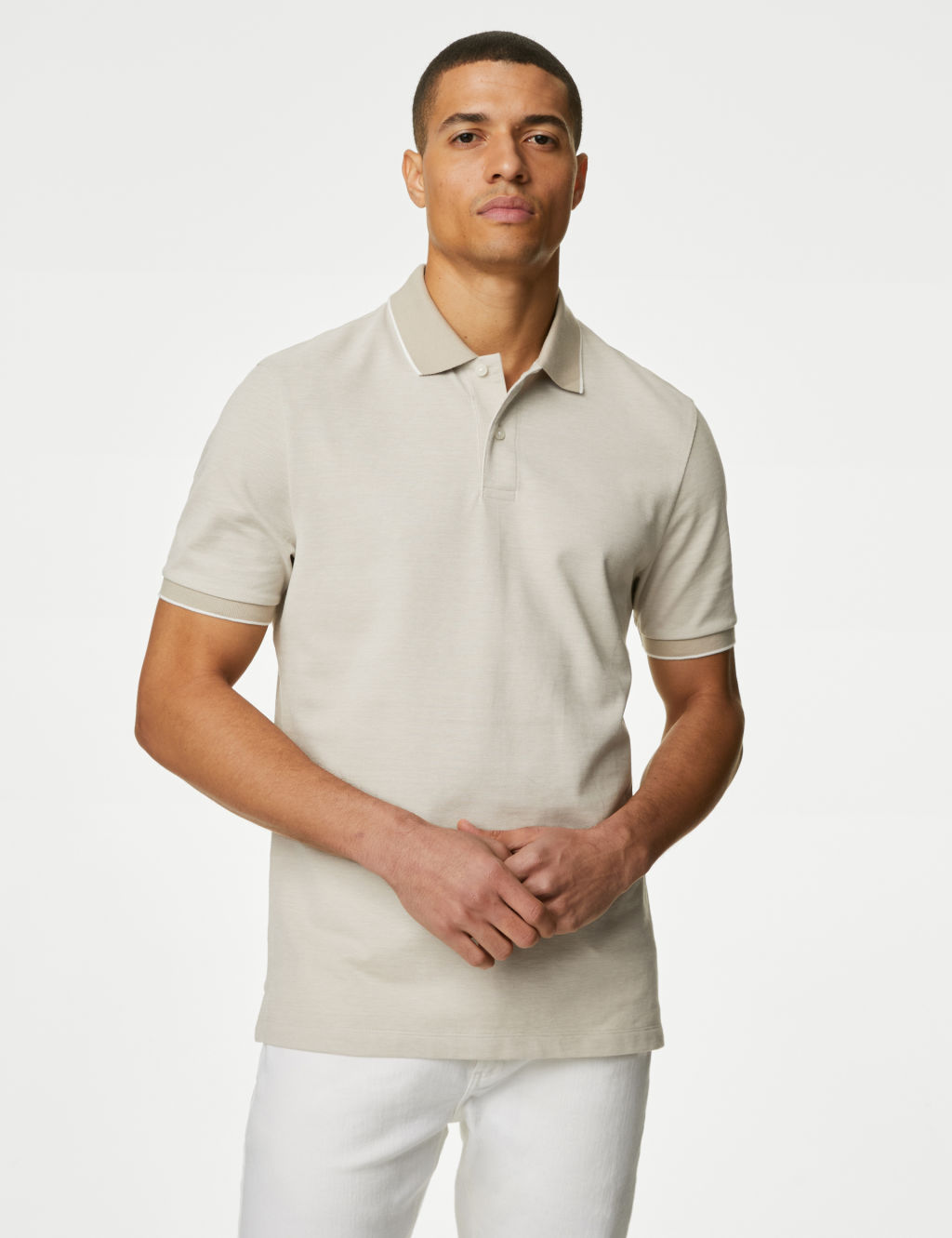 Pure Cotton Tipped Pique Shirt