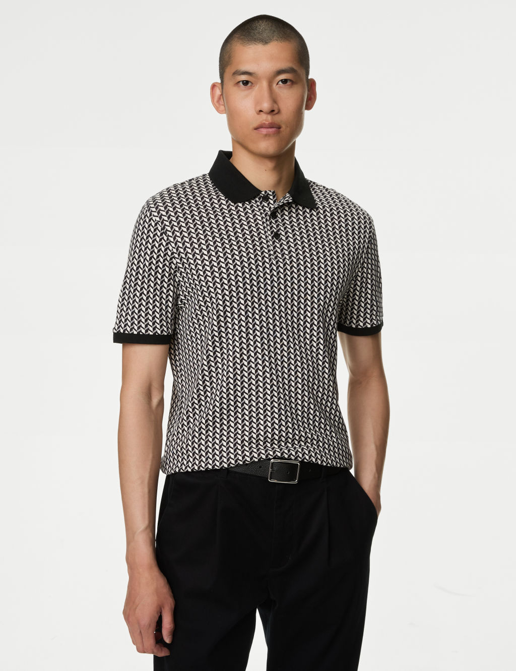 Pure Cotton Geometric Print Polo Shirt 3 of 5